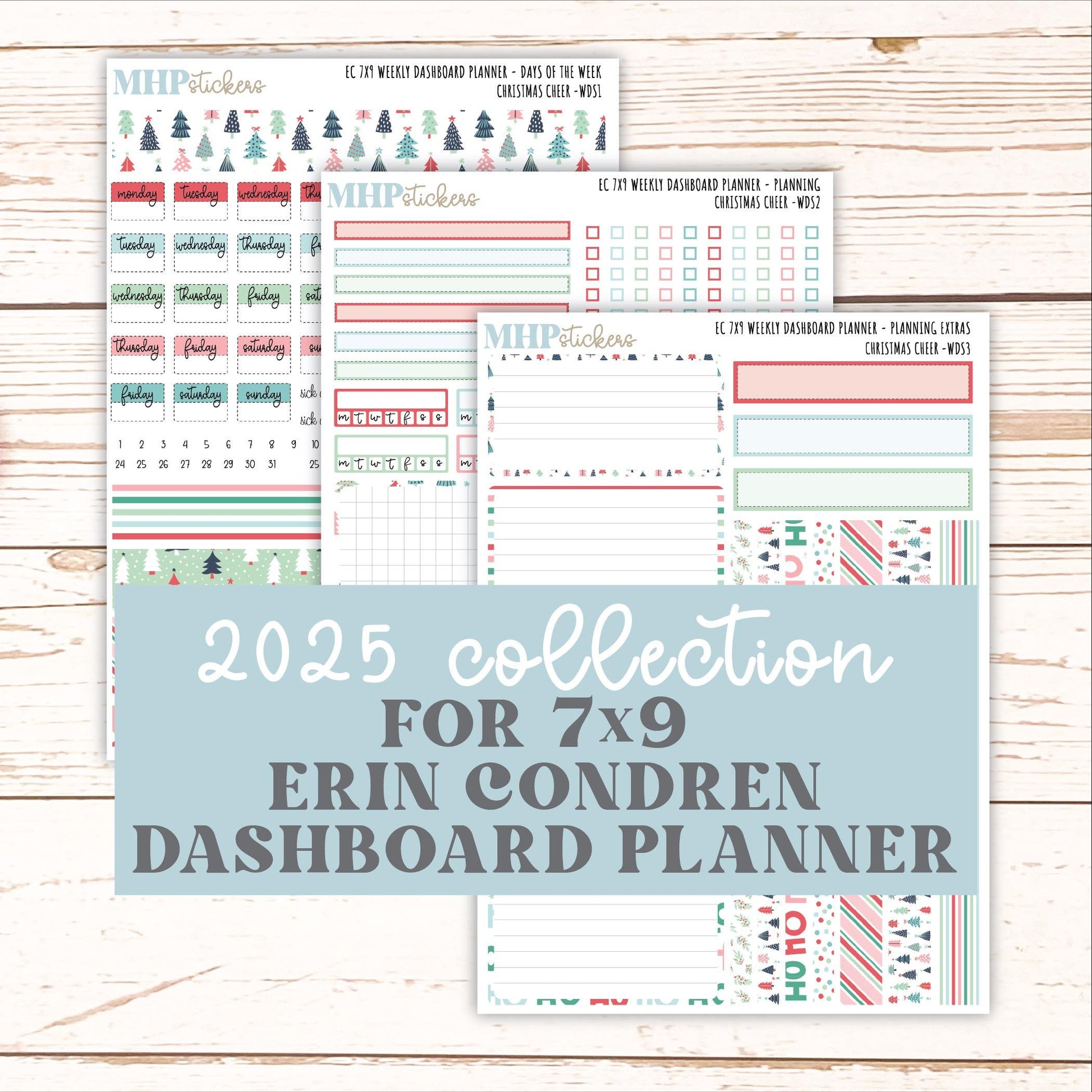 DECEMBER Weekly Dashboard Kit for 7x9 Erin Condren Planners. "Christmas Cheer" || ECWDS