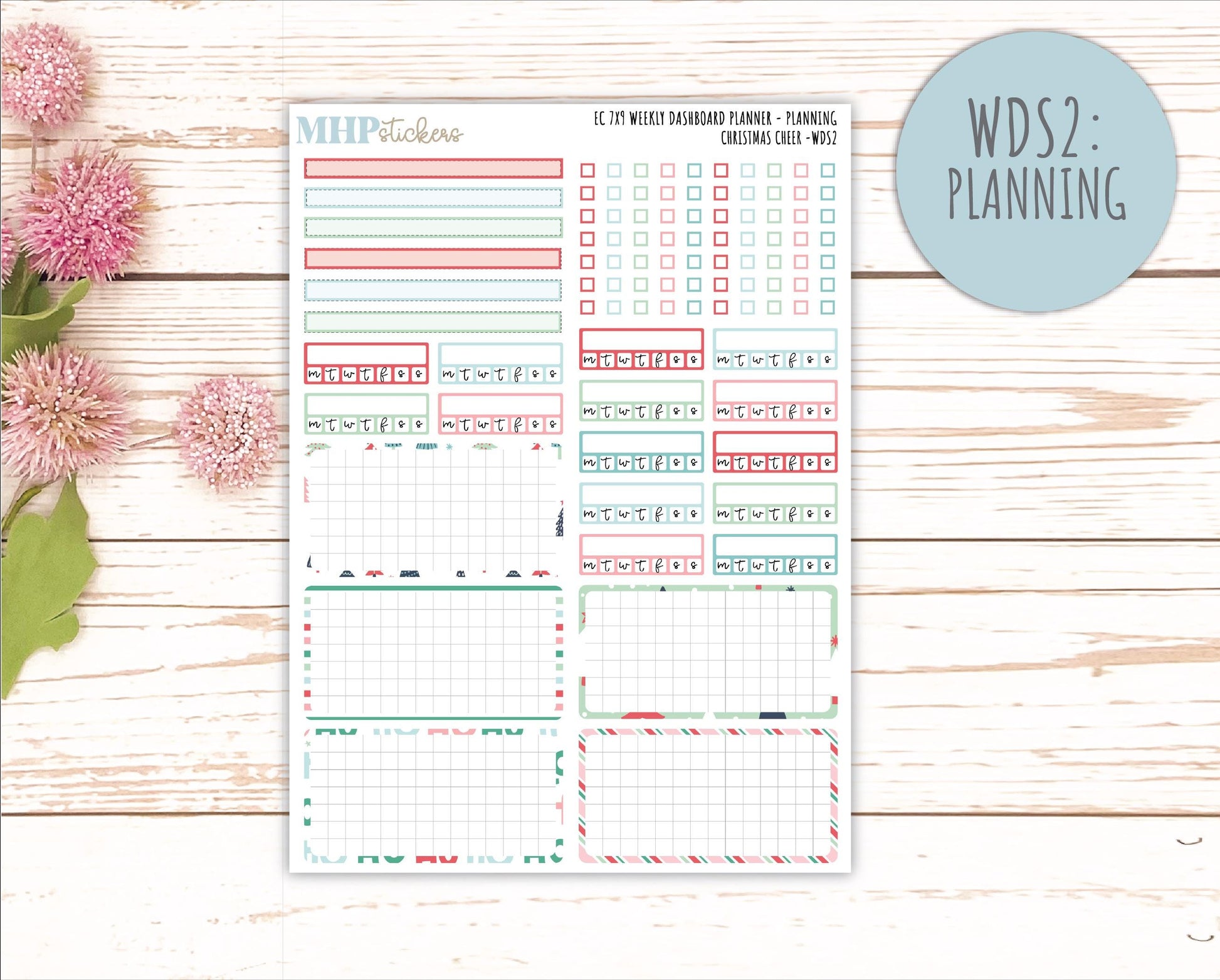 DECEMBER Weekly Dashboard Kit for 7x9 Erin Condren Planners. "Christmas Cheer" || ECWDS