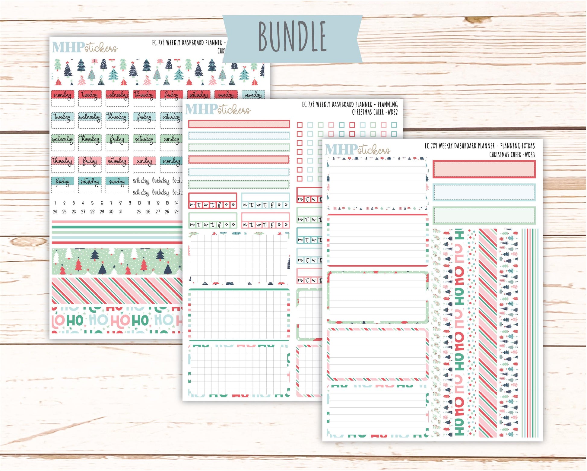 DECEMBER Weekly Dashboard Kit for 7x9 Erin Condren Planners. "Christmas Cheer" || ECWDS