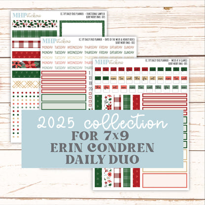 DECEMBER Daily Duo Sticker Kit for 7x9 Erin Condren Planners. "Berry Merry Xmas" || ECDD