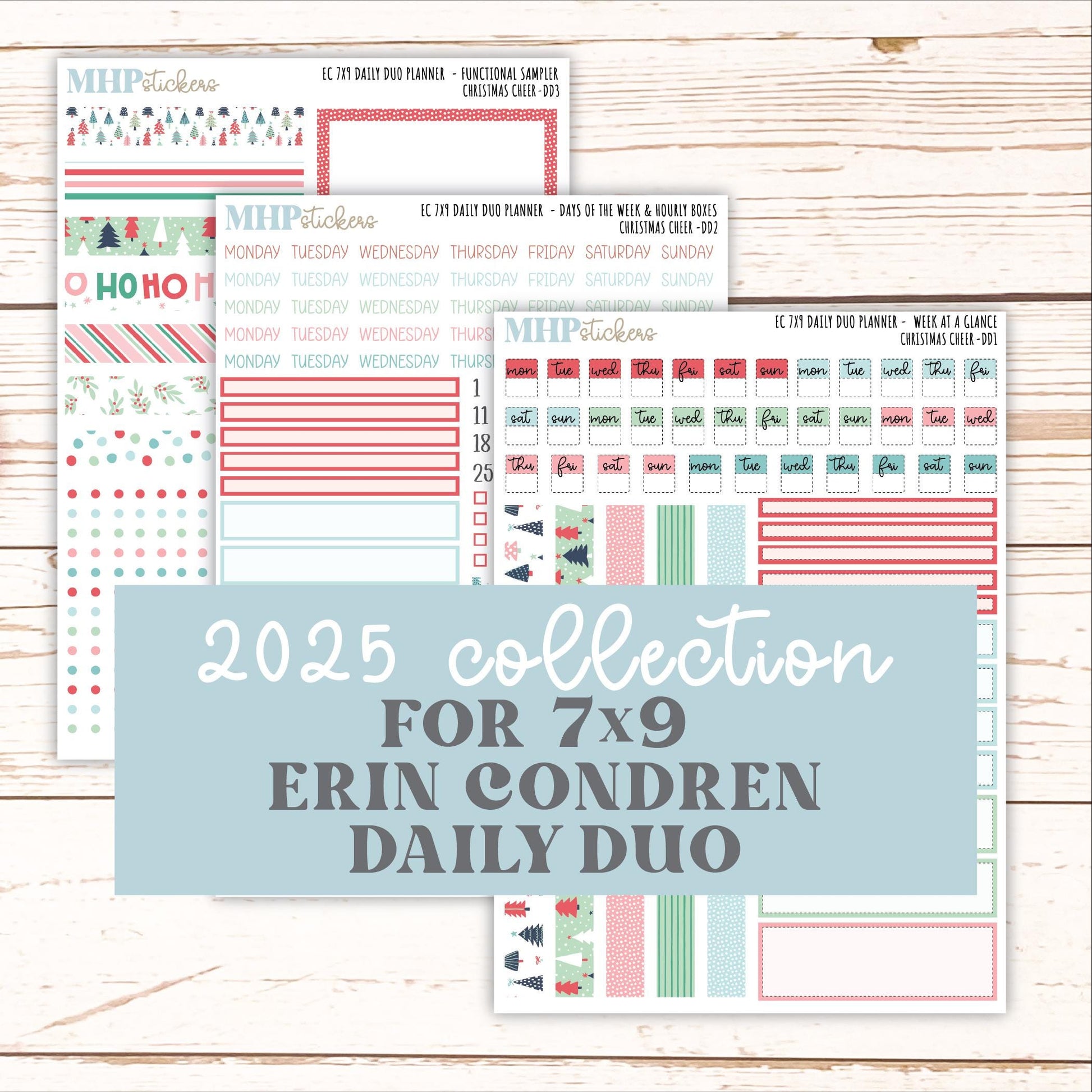 DECEMBER Daily Duo Sticker Kit for 7x9 Erin Condren Planners. "Christmas Cheer" || ECDD