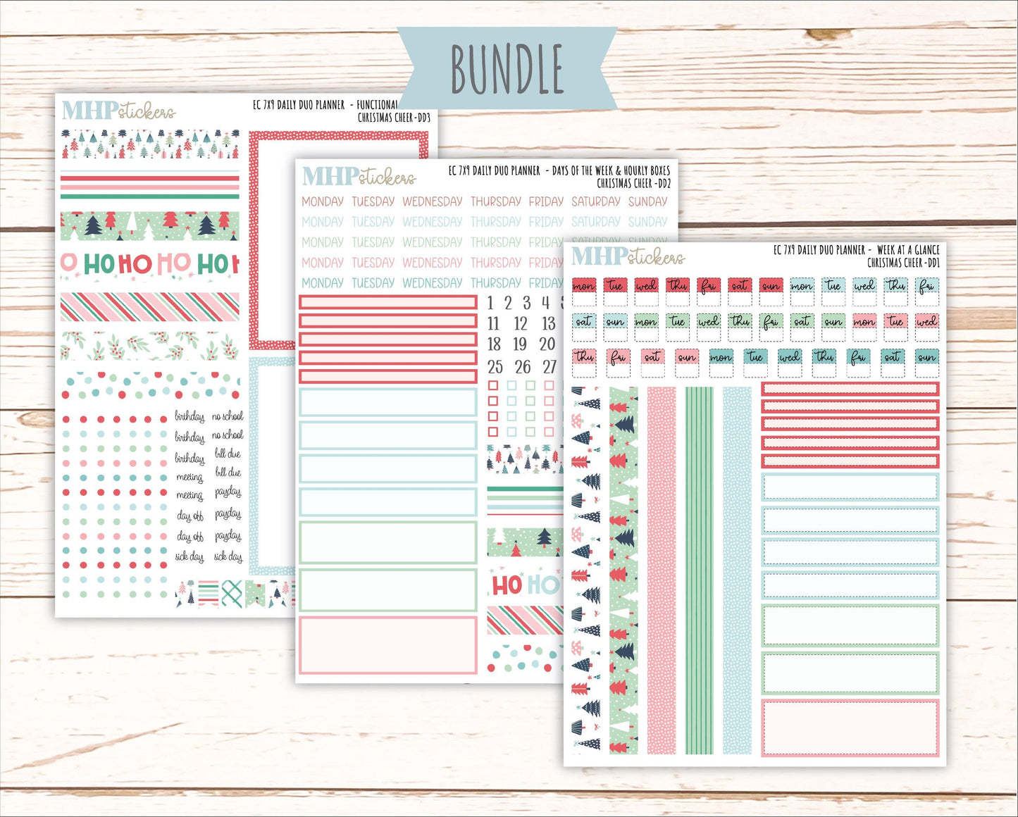 DECEMBER Daily Duo Sticker Kit for 7x9 Erin Condren Planners. "Christmas Cheer" || ECDD
