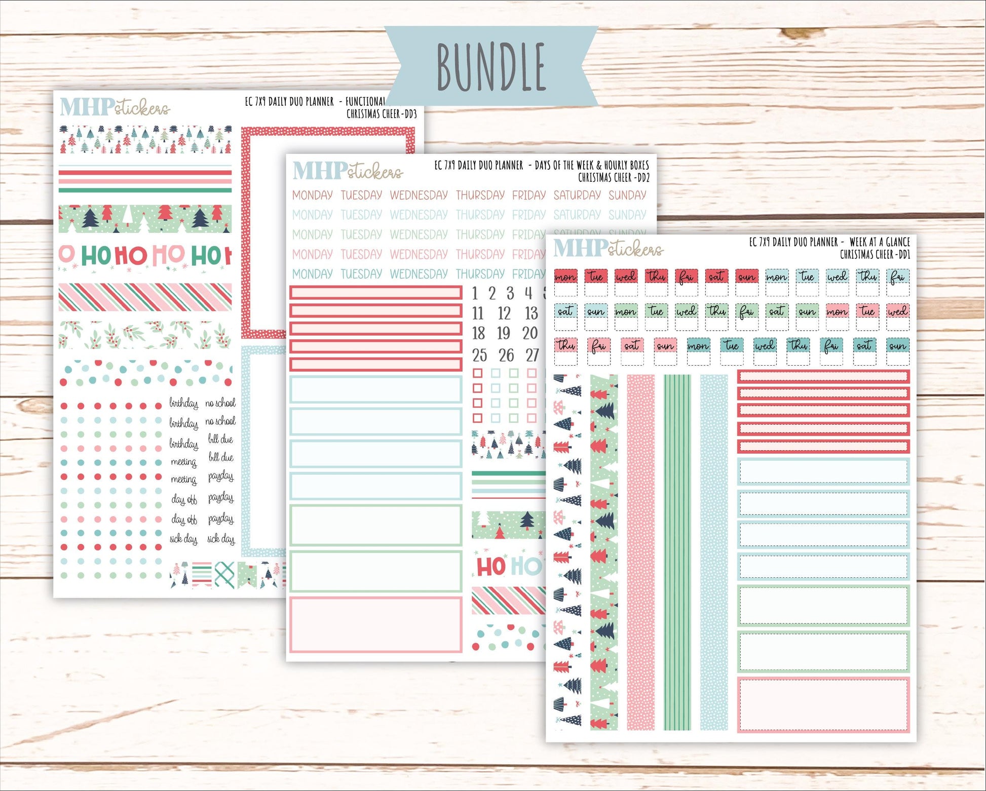 DECEMBER Daily Duo Sticker Kit for 7x9 Erin Condren Planners. "Christmas Cheer" || ECDD