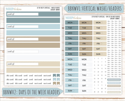 JANUARY Stickers for The Mae & Kristy Laurel Denise Planners (formerly Book Bound Planner). Neutral Color || BBN
