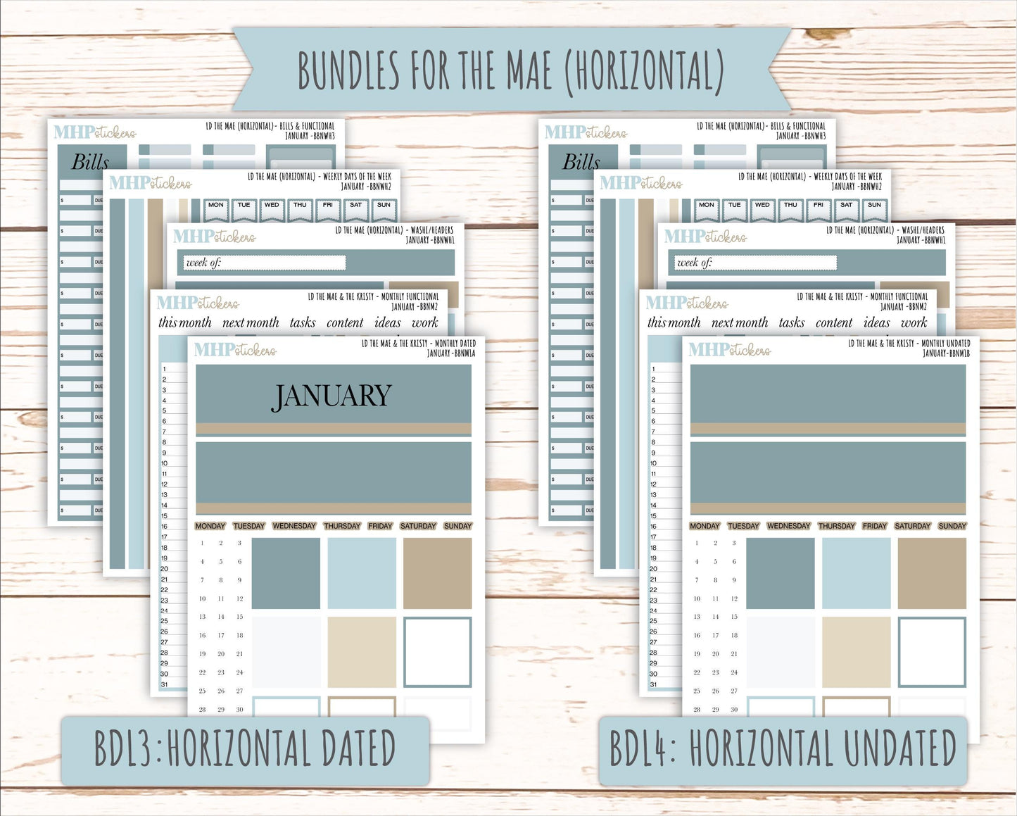 JANUARY Stickers for The Mae & Kristy Laurel Denise Planners (formerly Book Bound Planner). Neutral Color || BBN