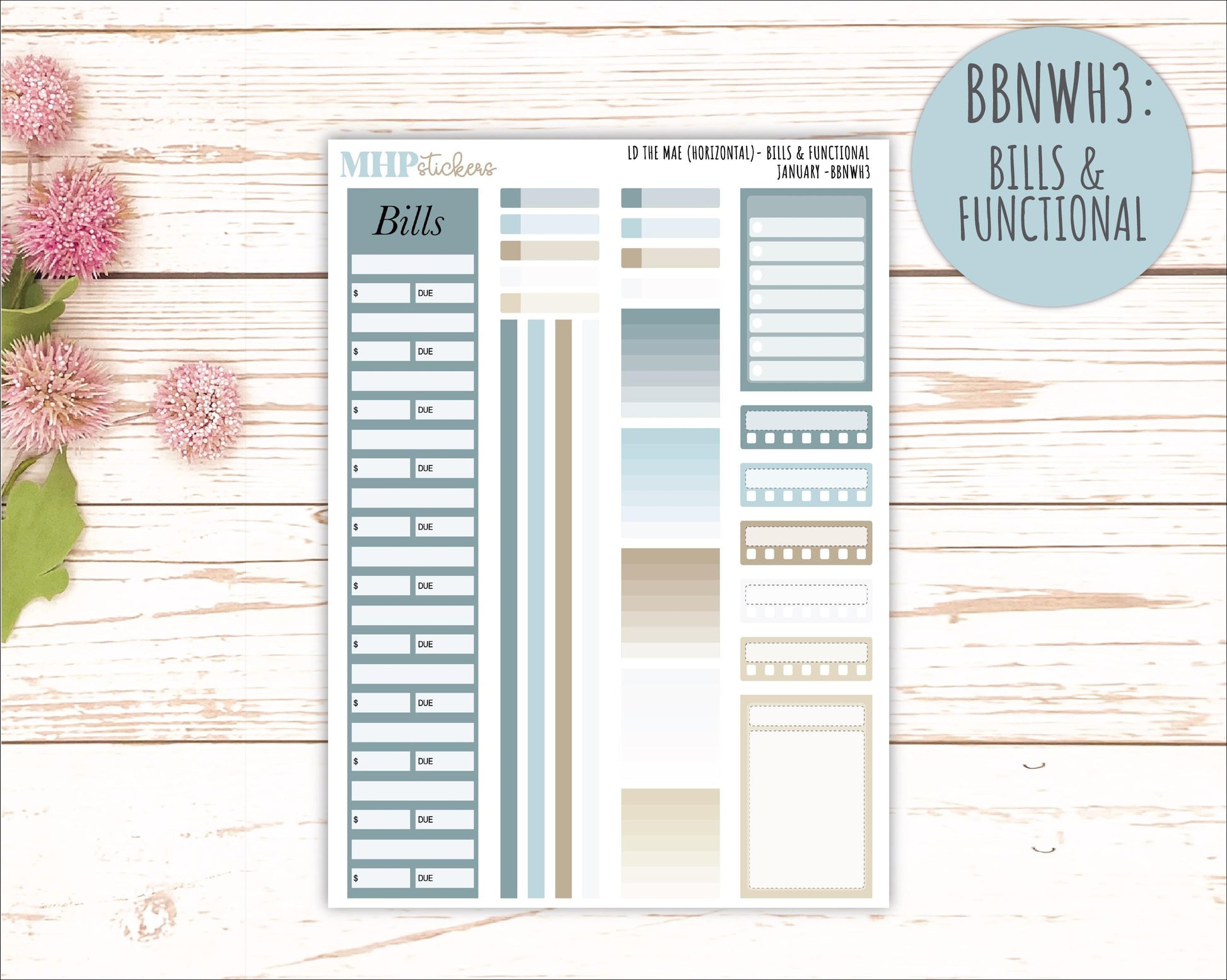 JANUARY Stickers for The Mae & Kristy Laurel Denise Planners (formerly Book Bound Planner). Neutral Color || BBN