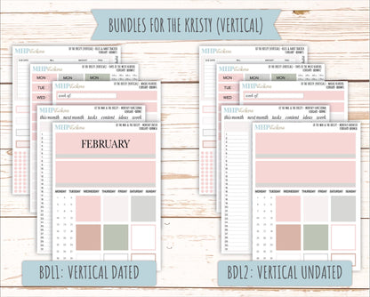 FEBRUARY Stickers for The Mae & Kristy Laurel Denise Planners (formerly Book Bound Planner). Neutral Color || BBN
