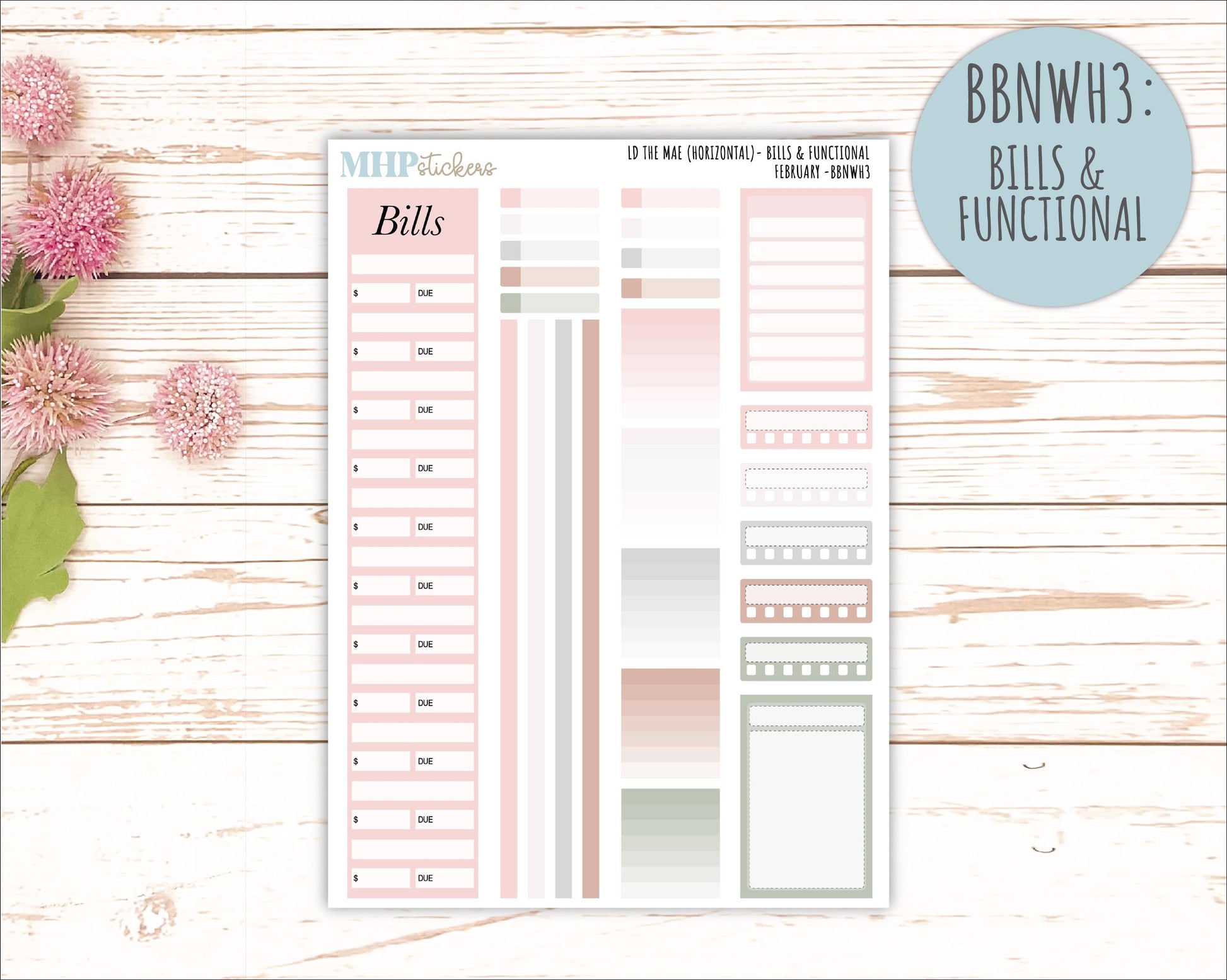 FEBRUARY Stickers for The Mae & Kristy Laurel Denise Planners (formerly Book Bound Planner). Neutral Color || BBN