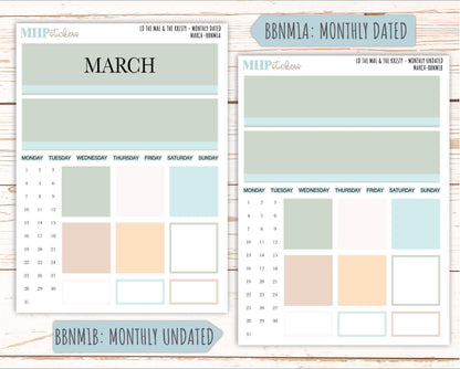 MARCH Stickers for The Mae & Kristy Laurel Denise Planners (formerly Book Bound Planner). Neutral Color || BBN