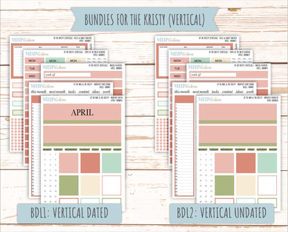 APRIL Stickers for The Mae & Kristy Laurel Denise Planners (formerly Book Bound Planner). Neutral Color || BBN