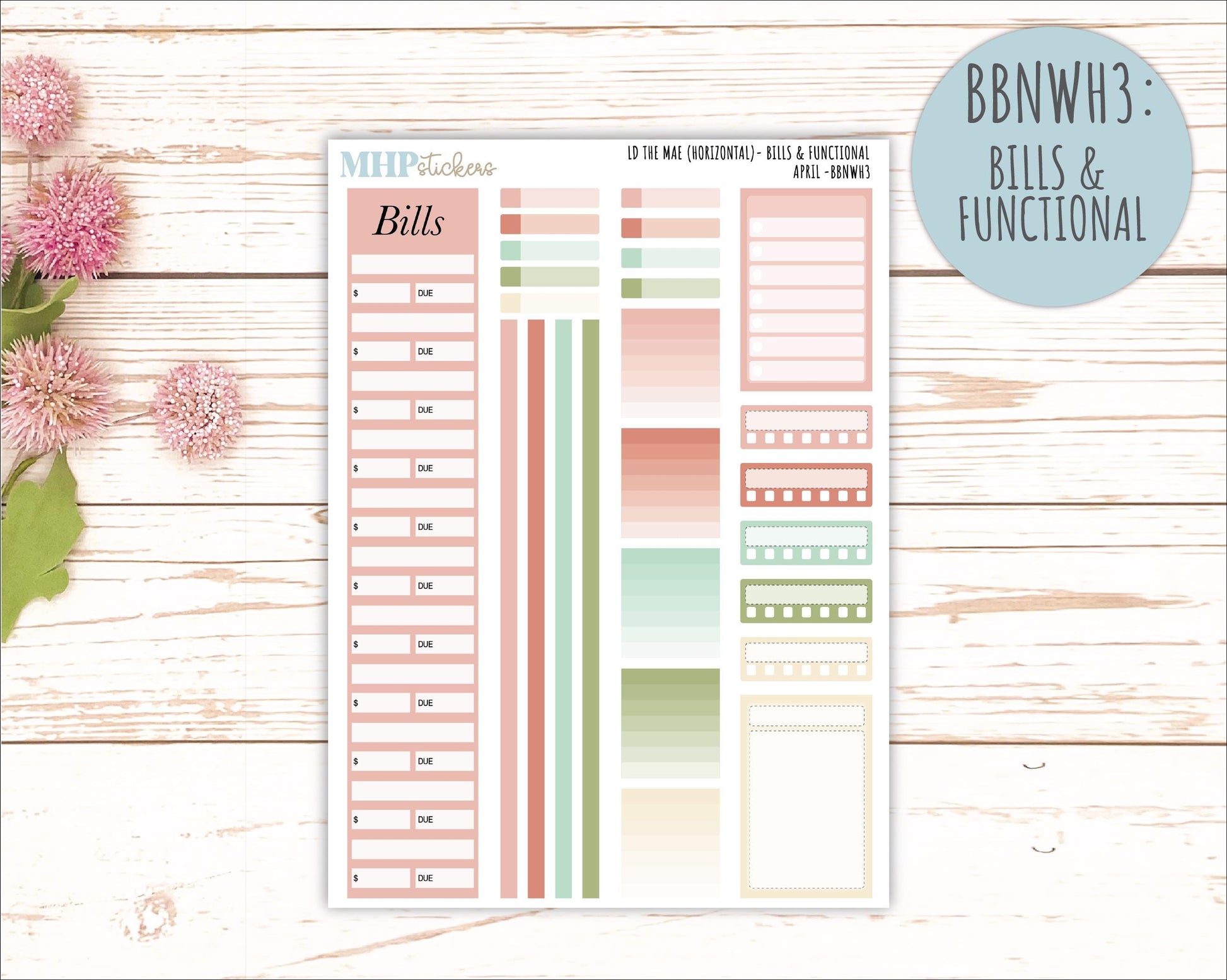 APRIL Stickers for The Mae & Kristy Laurel Denise Planners (formerly Book Bound Planner). Neutral Color || BBN