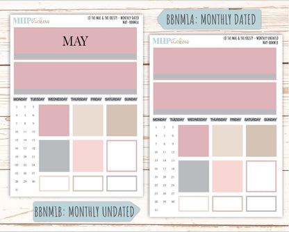 MAY Stickers for The Mae & Kristy Laurel Denise Planners (formerly Book Bound Planner). Neutral Color || BBN