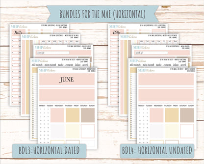 JUNE Stickers for The Mae & Kristy Laurel Denise Planners (formerly Book Bound Planner). Neutral Color || BBN