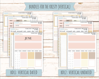 JUNE Stickers for The Mae & Kristy Laurel Denise Planners (formerly Book Bound Planner). Neutral Color || BBN