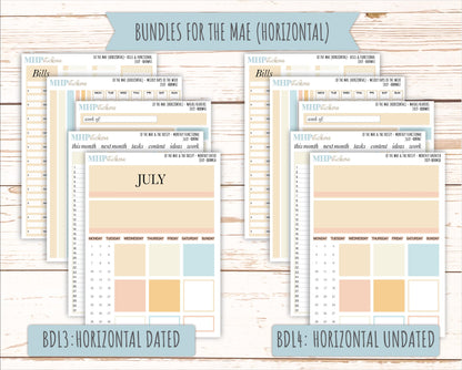 JULY Stickers for The Mae & Kristy Laurel Denise Planners (formerly Book Bound Planner). Neutral Color || BBN