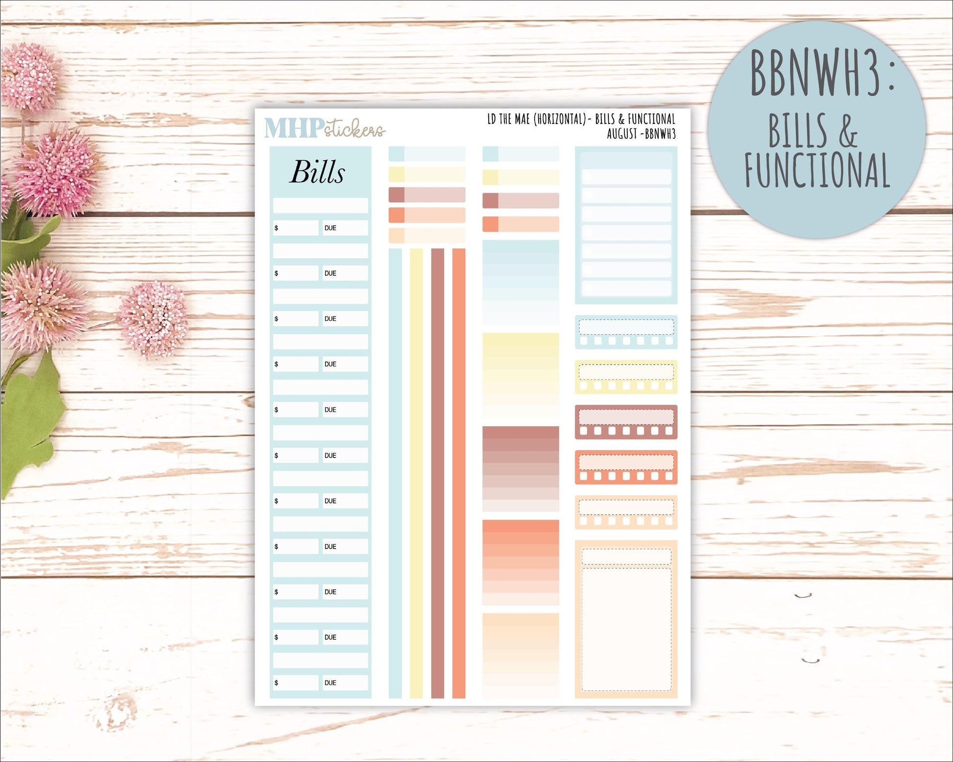 AUGUST Stickers for The Mae & Kristy Laurel Denise Planners (formerly Book Bound Planner). Neutral Color || BBN