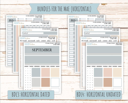 SEPTEMBER Stickers for The Mae & Kristy Laurel Denise Planners (formerly Book Bound Planner). Neutral Color || BBN
