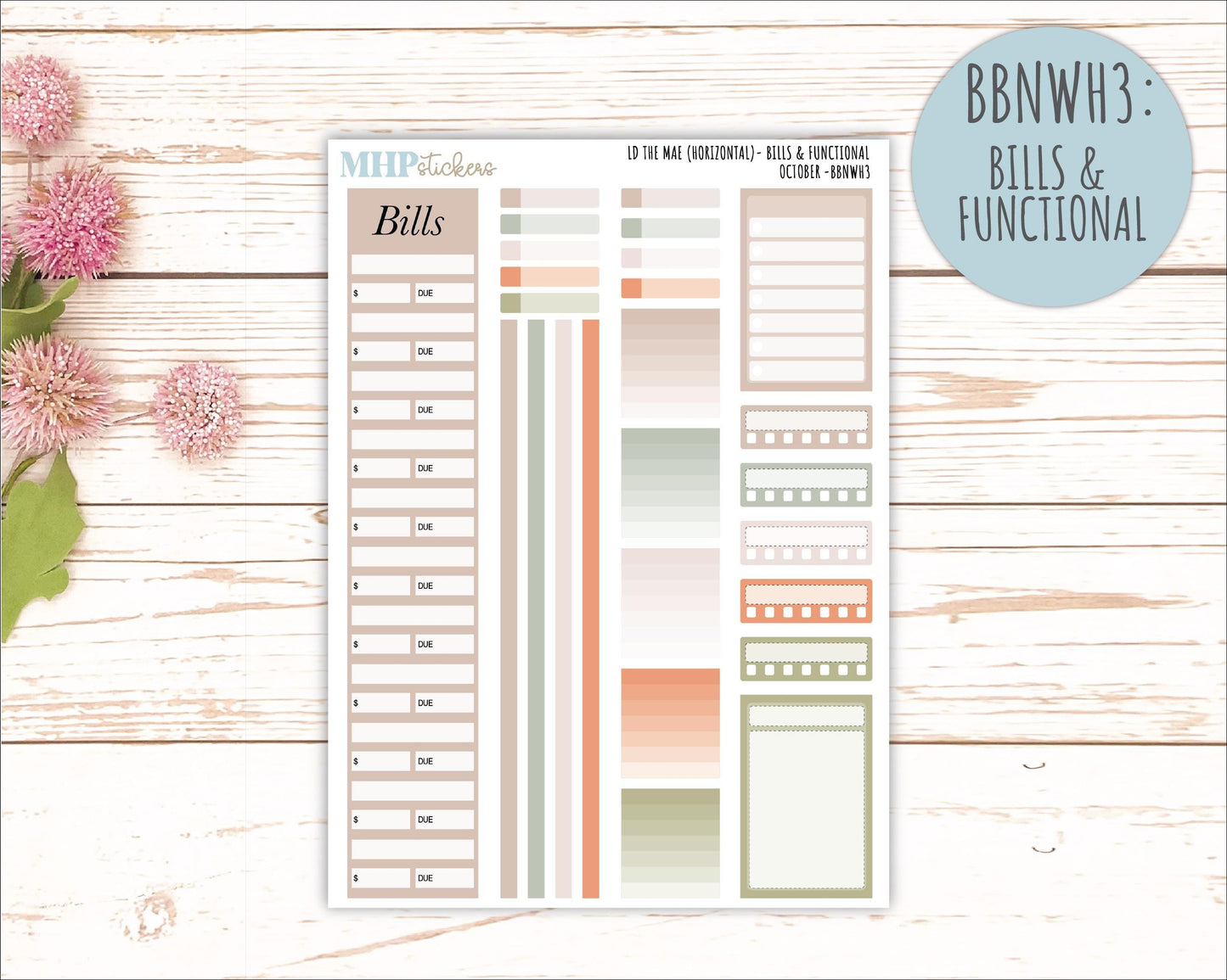 OCTOBER Stickers for The Mae & Kristy Laurel Denise Planners (formerly Book Bound Planner). Neutral Color || BBN