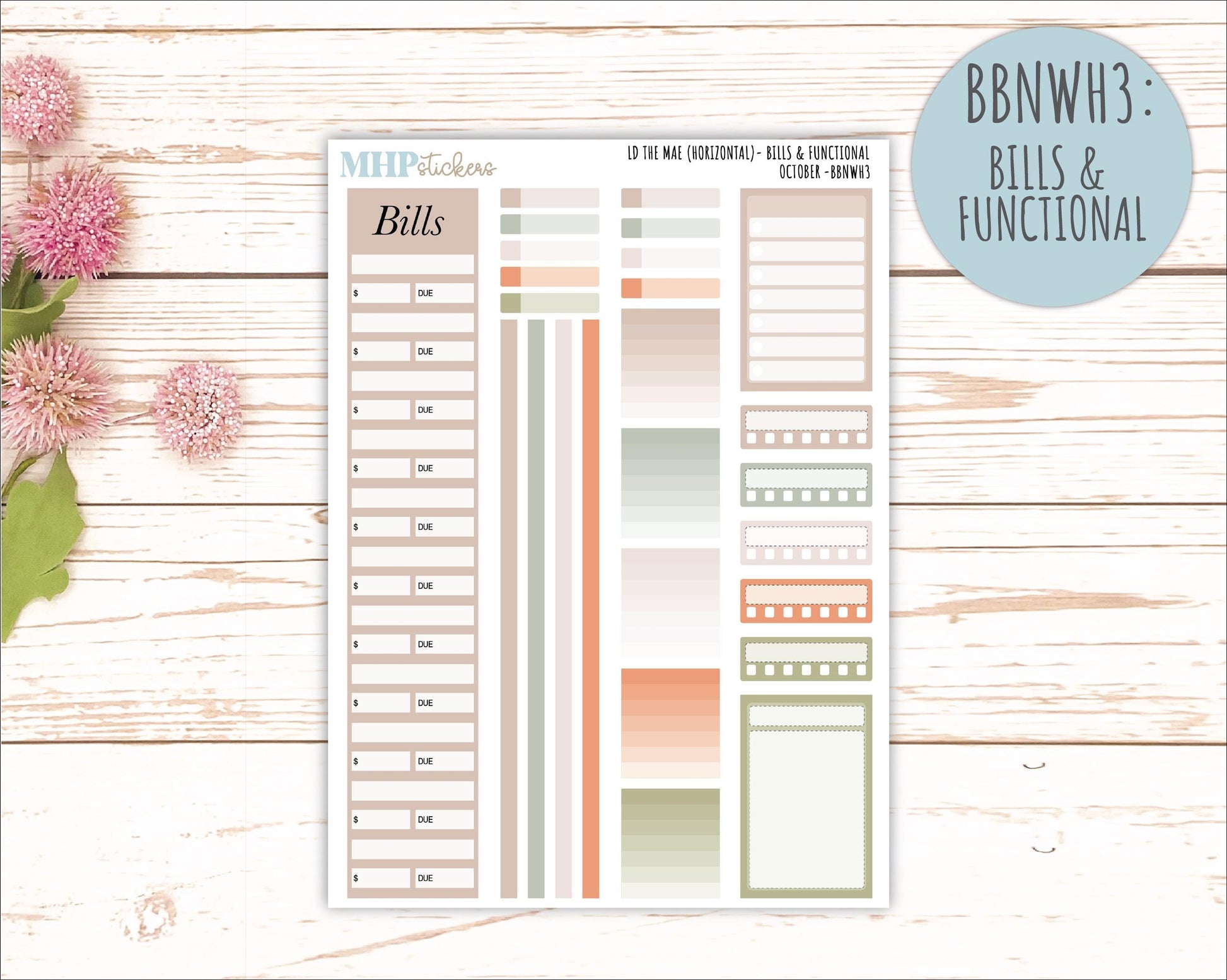 OCTOBER Stickers for The Mae & Kristy Laurel Denise Planners (formerly Book Bound Planner). Neutral Color || BBN