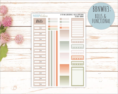 OCTOBER Stickers for The Mae & Kristy Laurel Denise Planners (formerly Book Bound Planner). Neutral Color || BBN