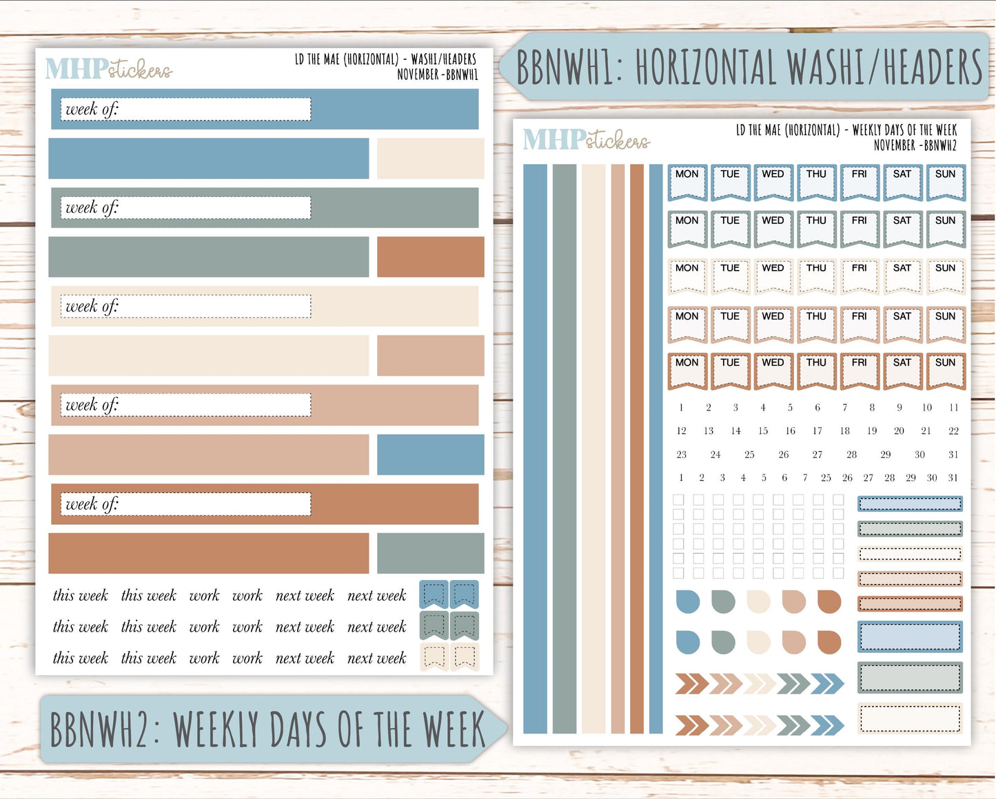 NOVEMBER Stickers for The Mae & Kristy Laurel Denise Planners (formerly Book Bound Planner). Neutral Color || BBN