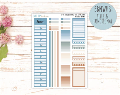 NOVEMBER Stickers for The Mae & Kristy Laurel Denise Planners (formerly Book Bound Planner). Neutral Color || BBN