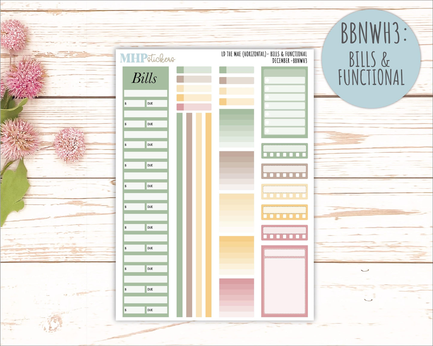 DECEMBER Stickers for The Mae & Kristy Laurel Denise Planners (formerly Book Bound Planner). Neutral Color || BBN