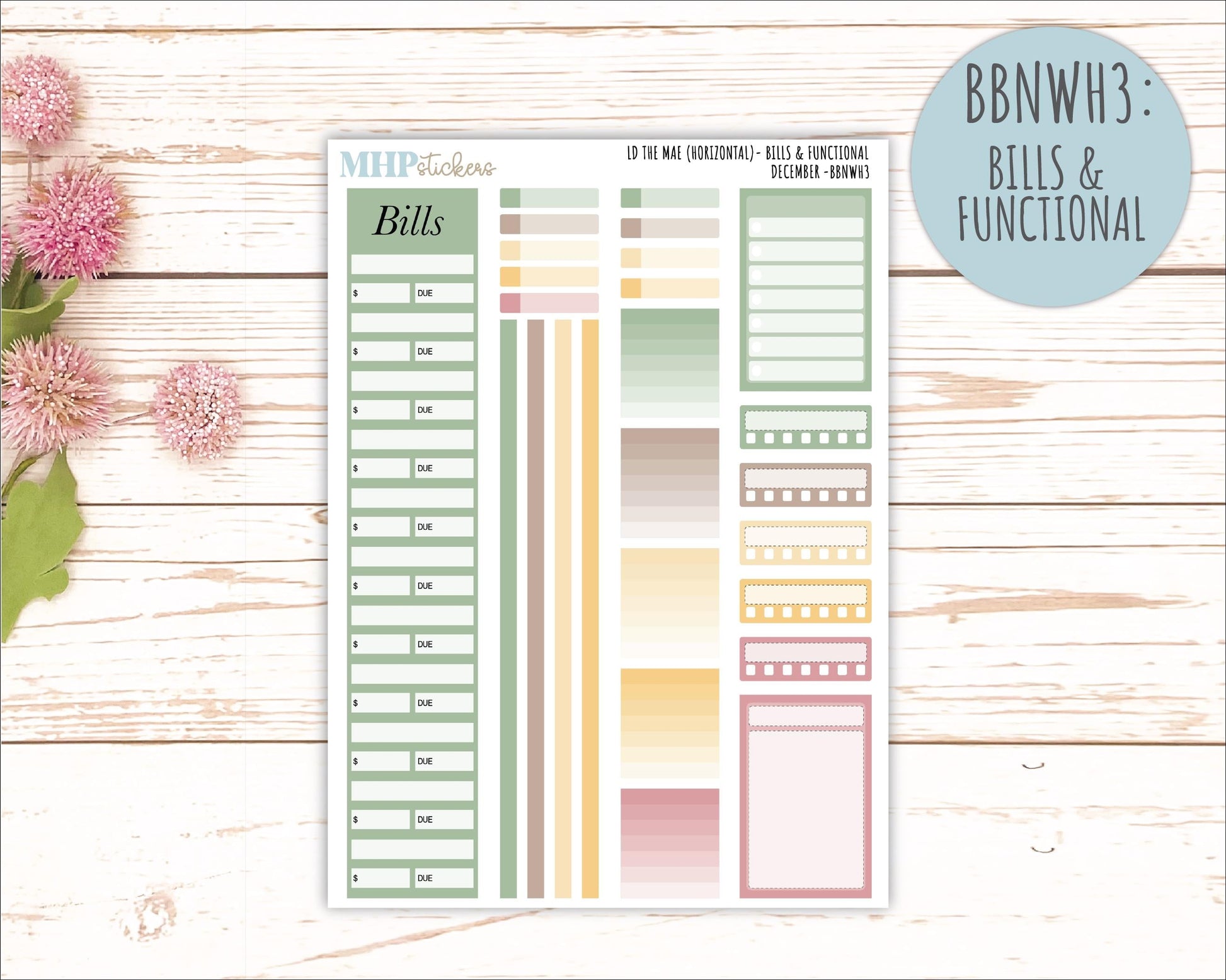 DECEMBER Stickers for The Mae & Kristy Laurel Denise Planners (formerly Book Bound Planner). Neutral Color || BBN