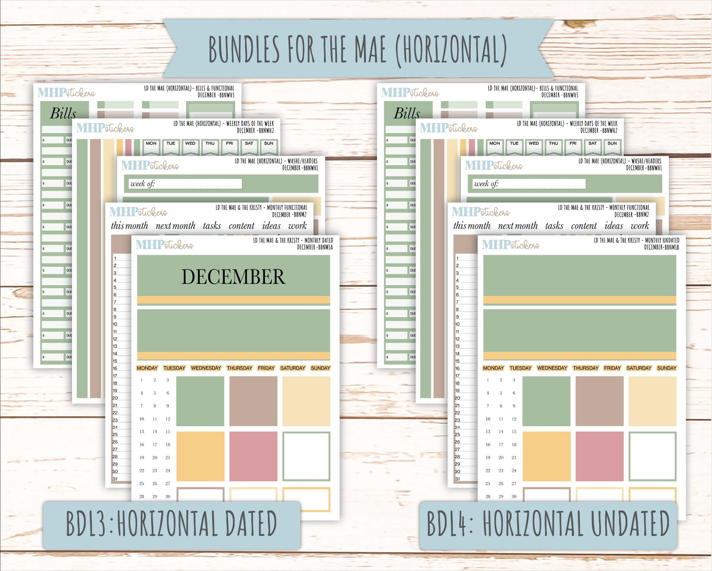 DECEMBER Stickers for The Mae & Kristy Laurel Denise Planners (formerly Book Bound Planner). Neutral Color || BBN