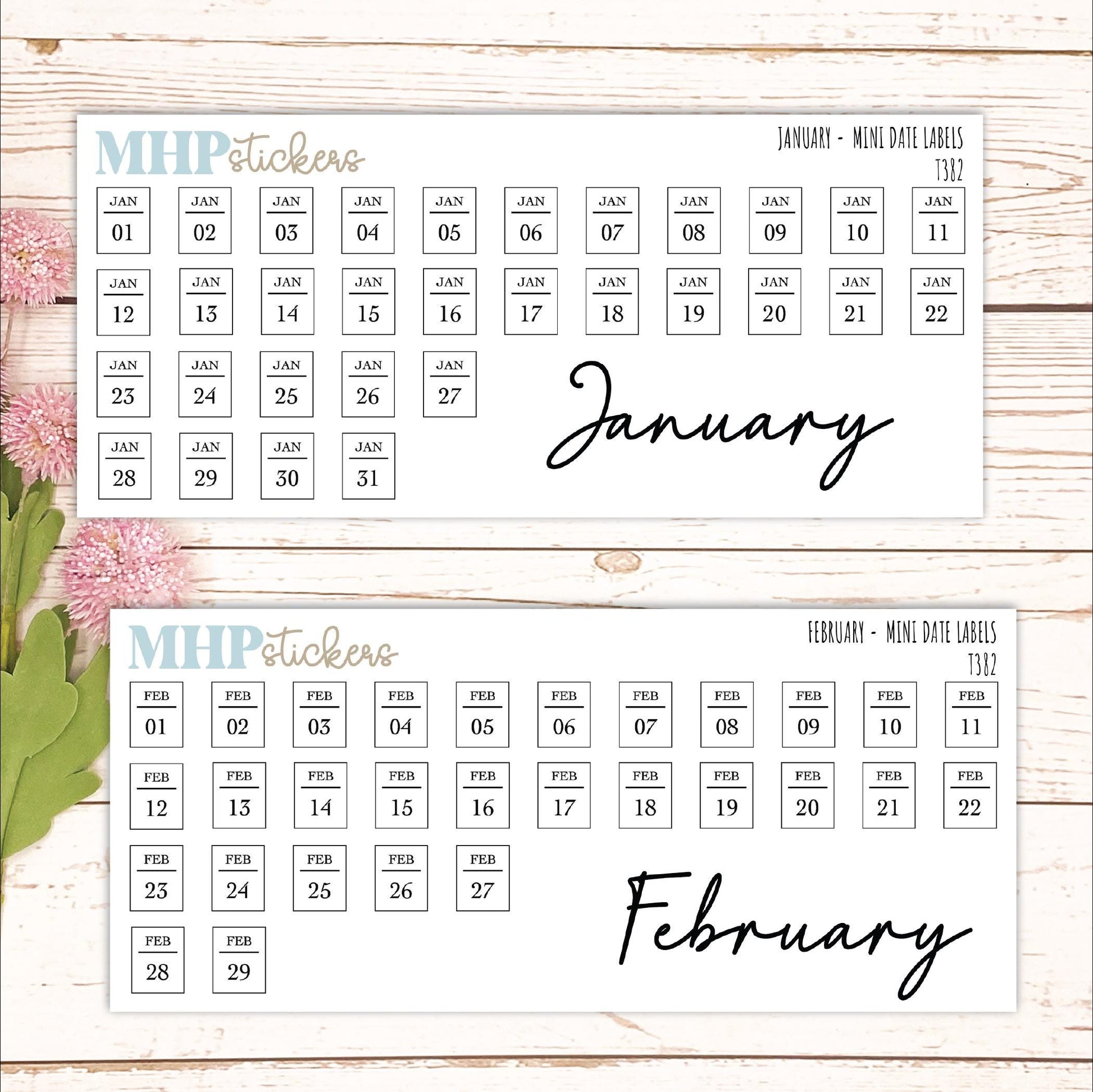 Mini Date Labels for Planners. Sticker Planners || T382