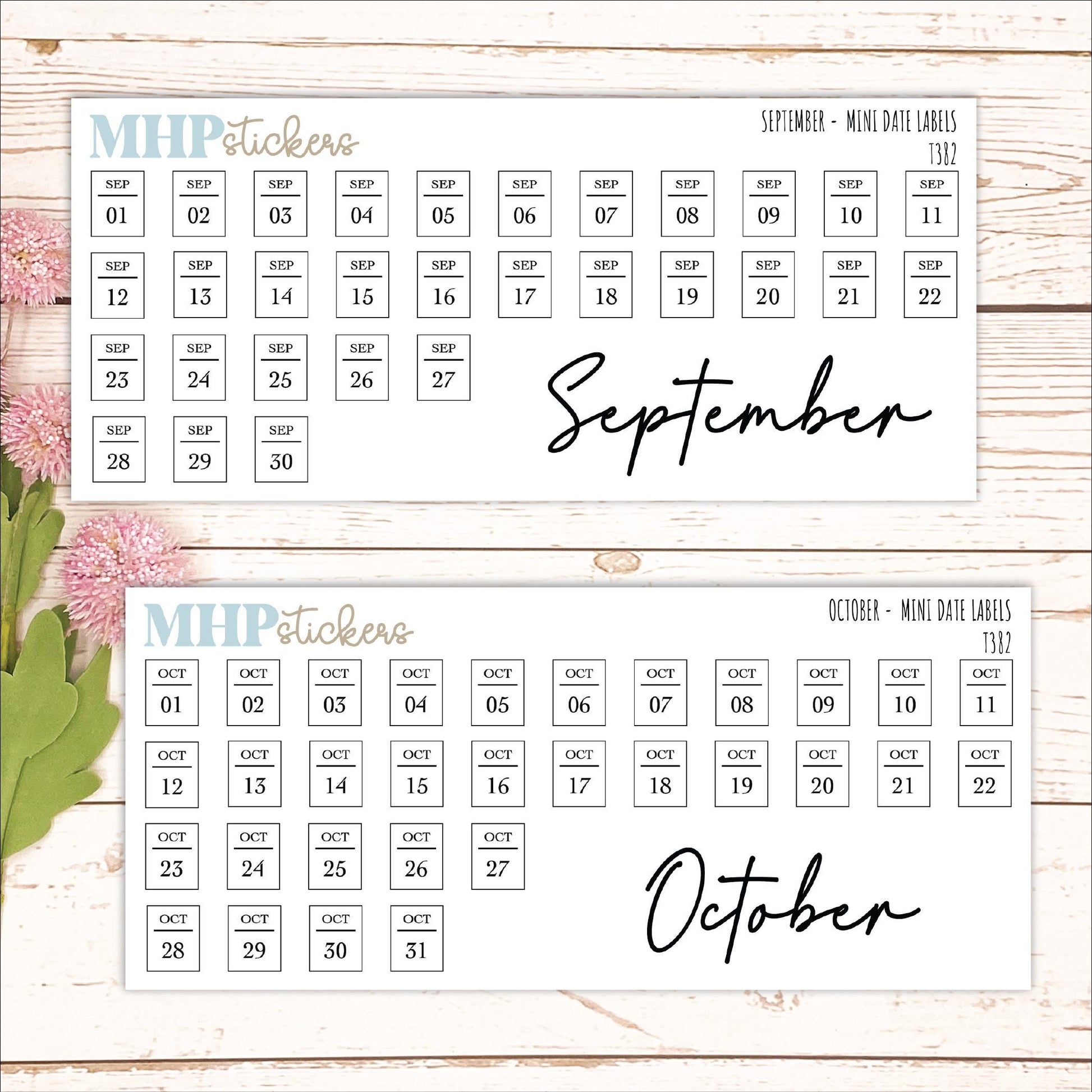 Mini Date Labels for Planners. Sticker Planners || T382