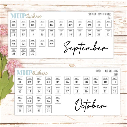 Mini Date Labels for Planners. Sticker Planners || T382