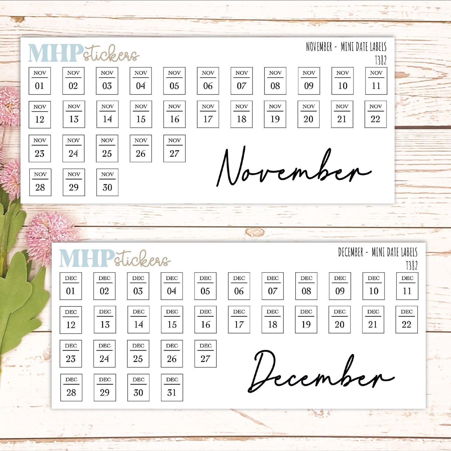 Mini Date Labels for Planners. Sticker Planners || T382