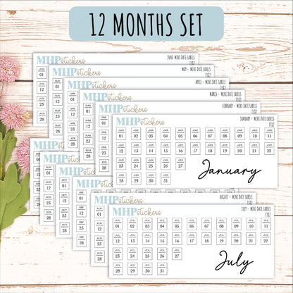 Mini Date Labels for Planners. Sticker Planners || T382