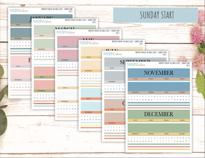 Neutral Color Monthly Headers Set for the Small Scout Laurel Denise Planners || LD427