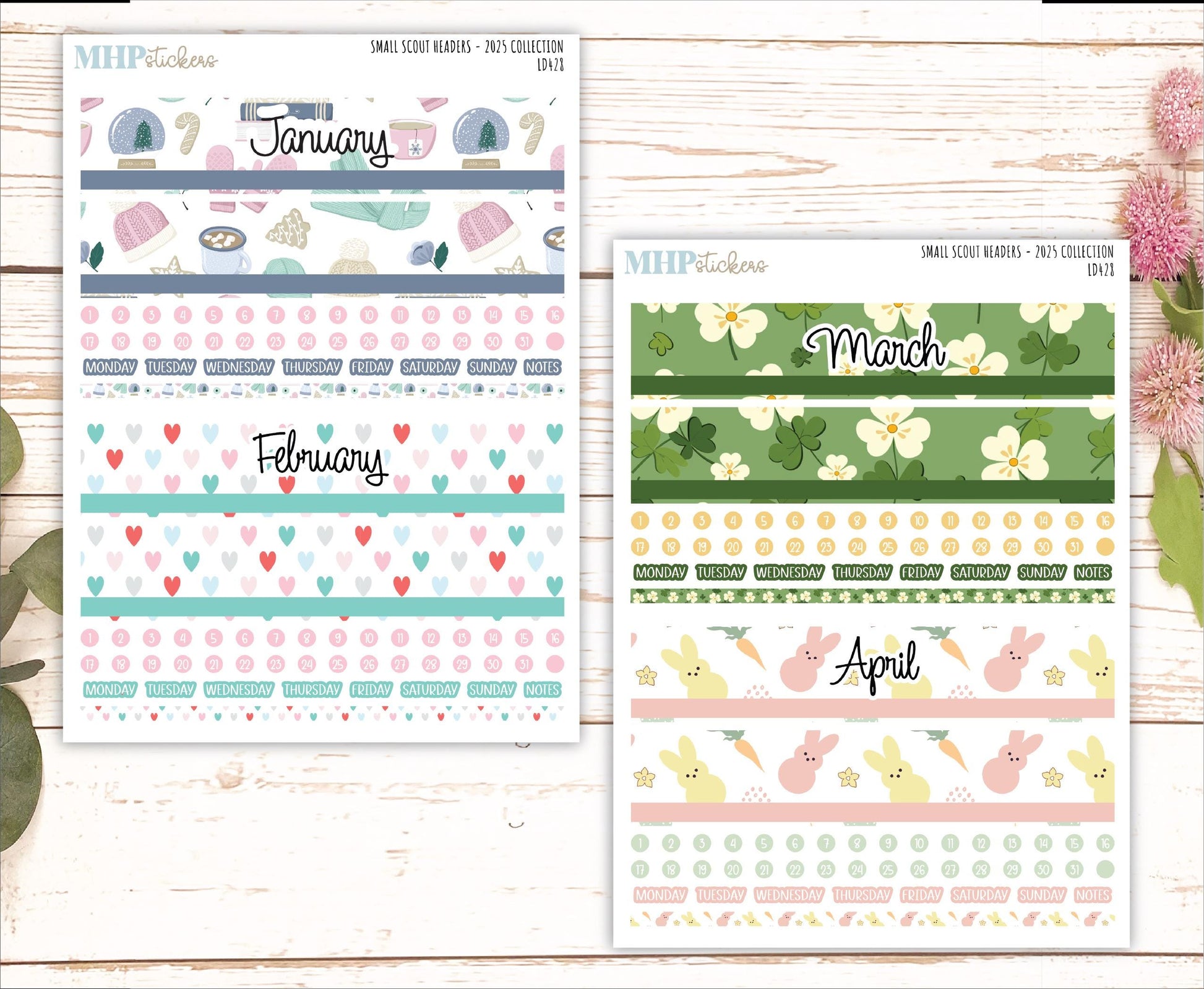 Monthly Headers Set for Laurel Denise Small Scout Planner. 2025 Collection (A) || LD428