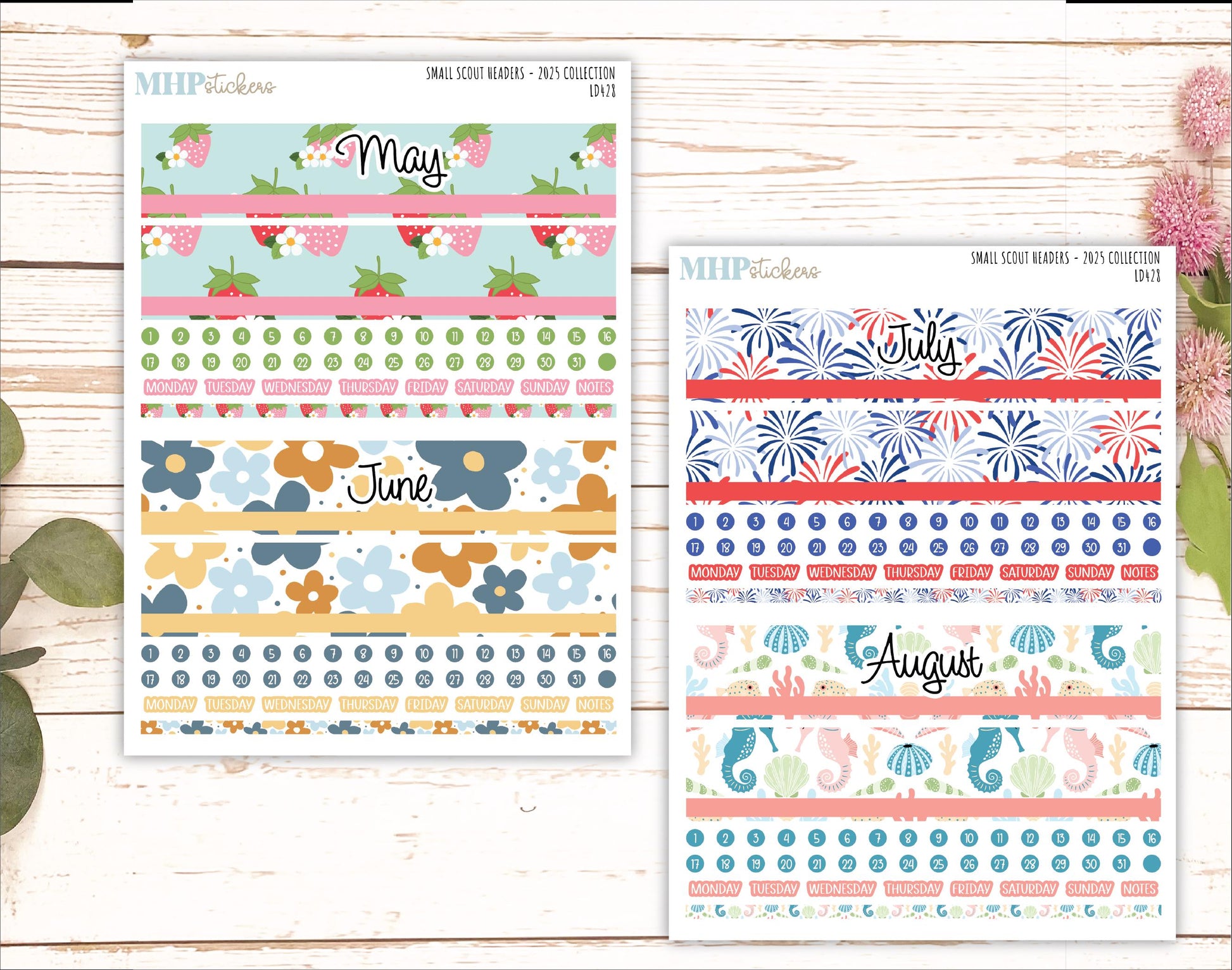 Monthly Headers Set for Laurel Denise Small Scout Planner. 2025 Collection (A) || LD428