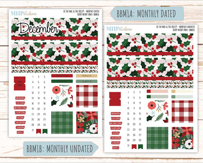 DECEMBER 2025 Stickers for The Mae & The Kristy Laurel Denise Planners ( Formerly Book Bound Planner) "Berry merry XMas" || BB