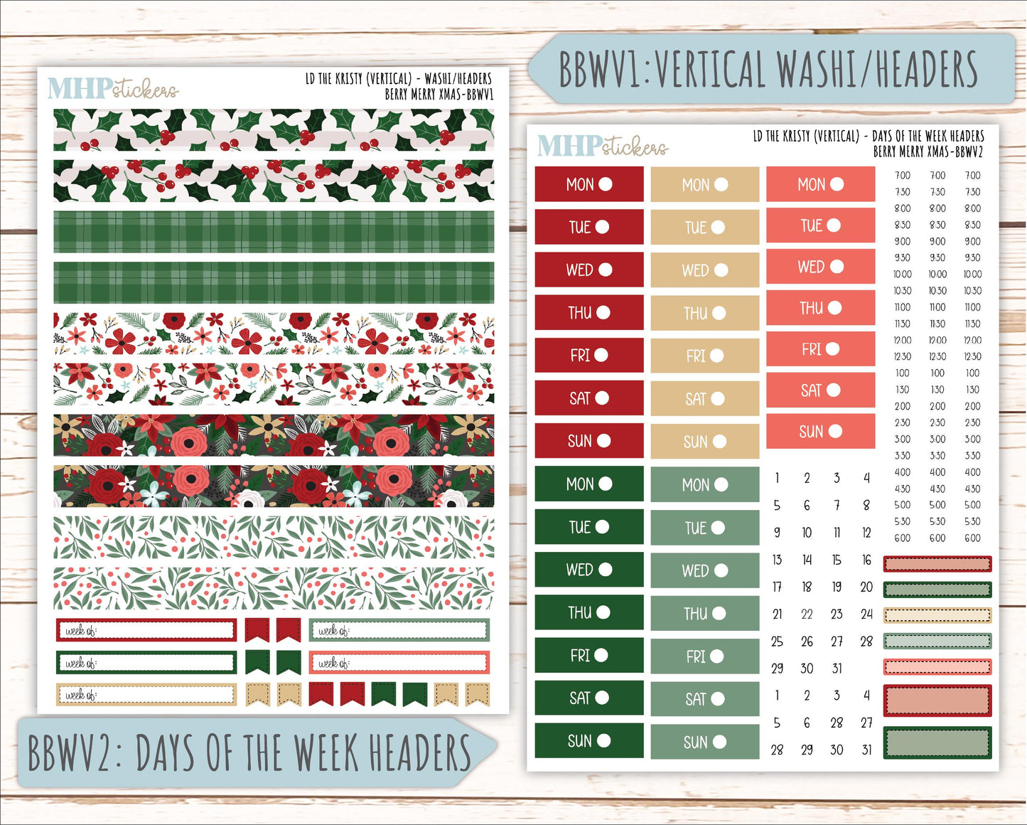 DECEMBER 2025 Stickers for The Mae & The Kristy Laurel Denise Planners ( Formerly Book Bound Planner) "Berry merry XMas" || BB