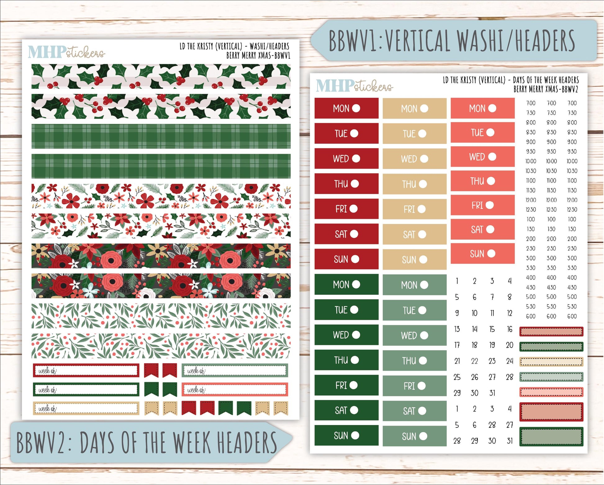 DECEMBER 2025 Stickers for The Mae & The Kristy Laurel Denise Planners ( Formerly Book Bound Planner) "Berry merry XMas" || BB