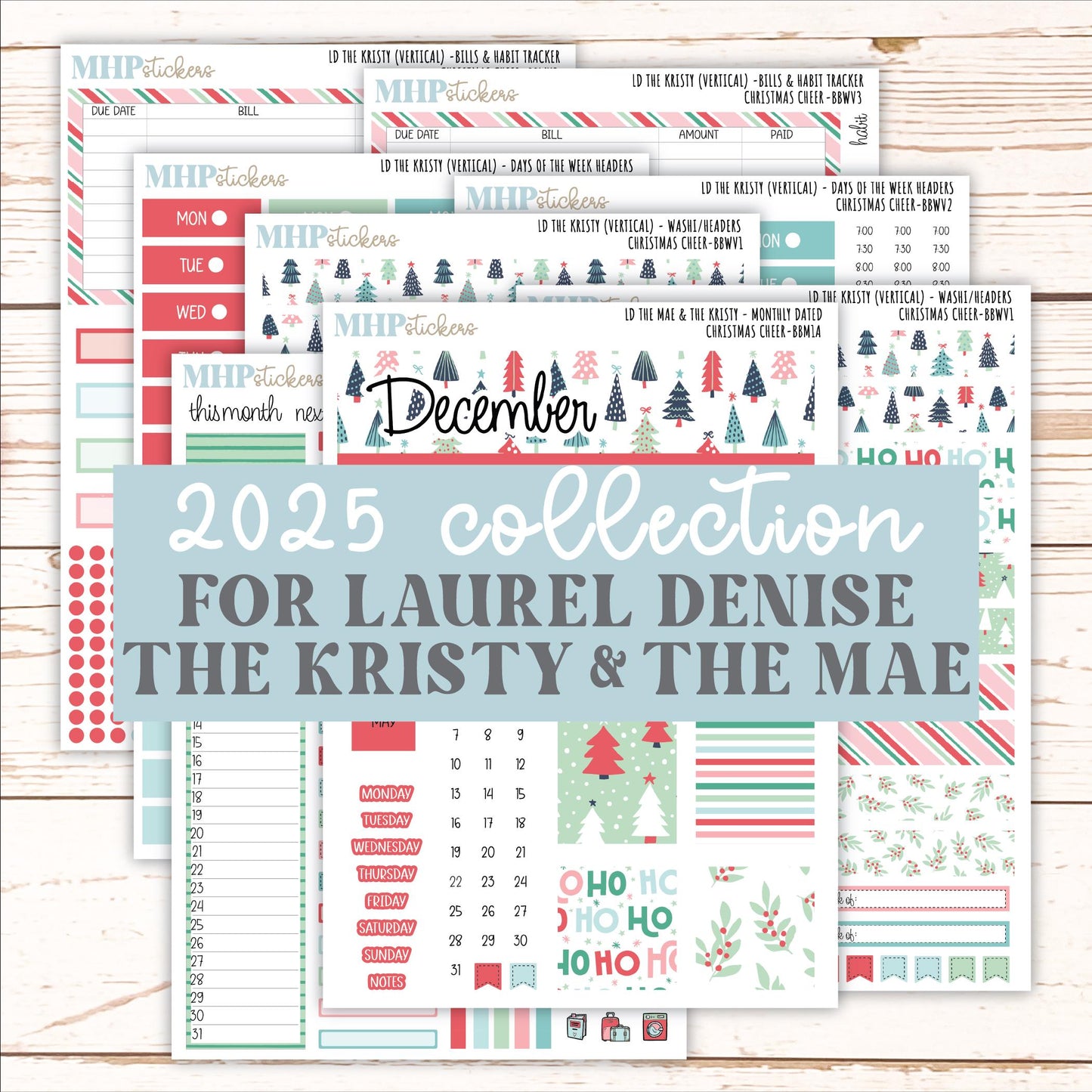 DECEMBER 2025 Stickers for The Mae & The Kristy Laurel Denise Planners ( Formerly Book Bound Planner) "Christmas Cheer" || BB