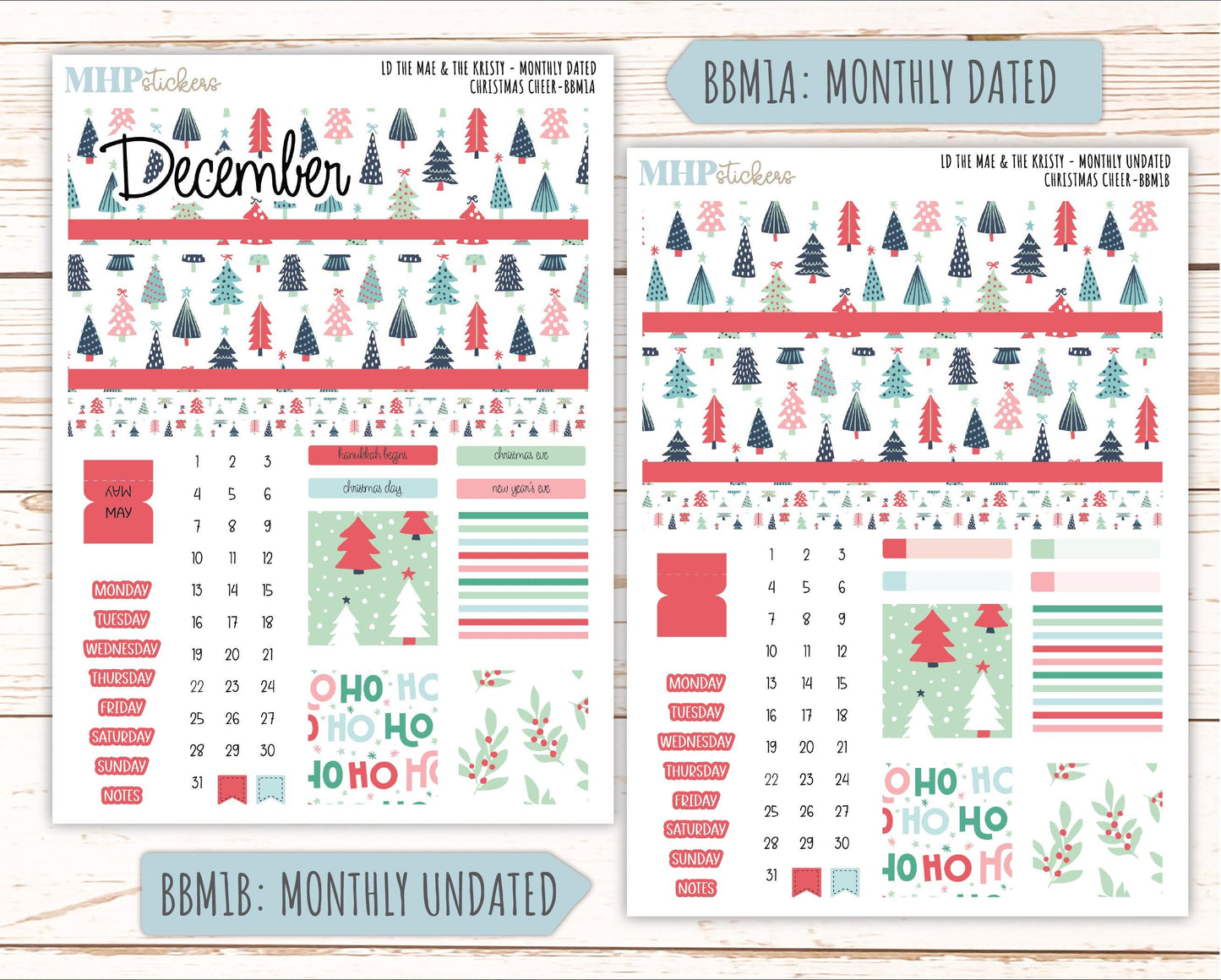 DECEMBER 2025 Stickers for The Mae & The Kristy Laurel Denise Planners ( Formerly Book Bound Planner) "Christmas Cheer" || BB