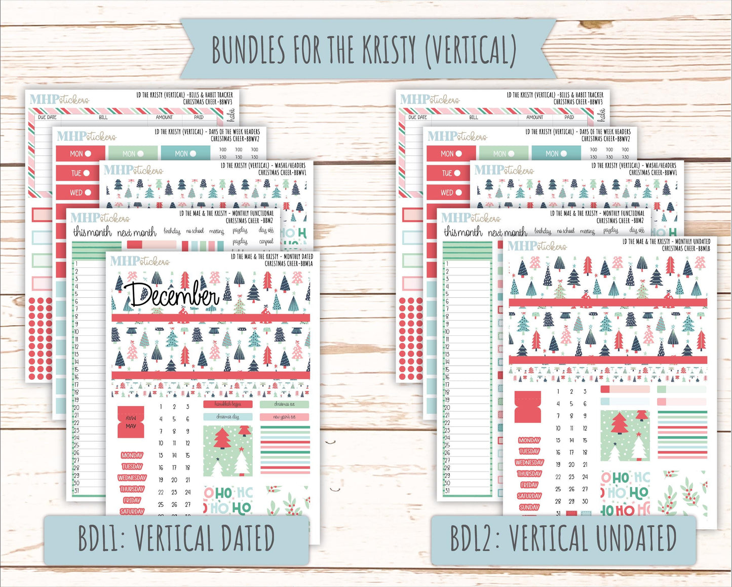 DECEMBER 2025 Stickers for The Mae & The Kristy Laurel Denise Planners ( Formerly Book Bound Planner) "Christmas Cheer" || BB