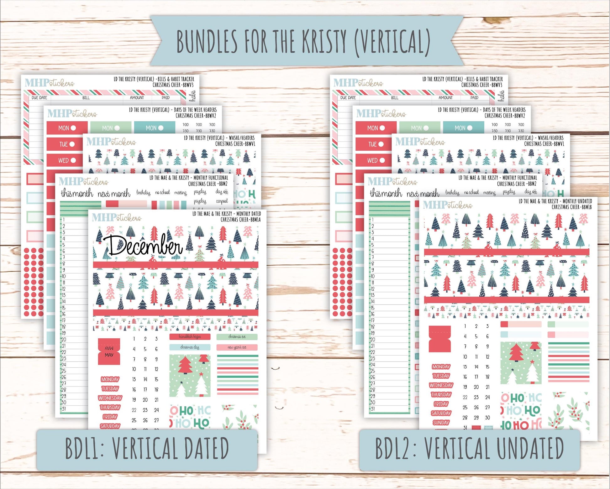 DECEMBER 2025 Stickers for The Mae & The Kristy Laurel Denise Planners ( Formerly Book Bound Planner) "Christmas Cheer" || BB