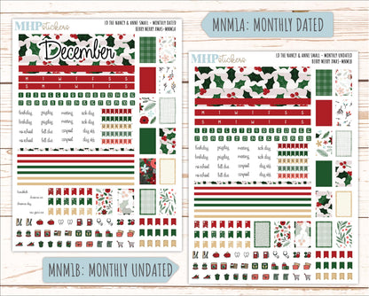 DECEMBER 2025 Stickers for Small Nancy & Anne Laurel Denise Planners. (Formerly Mini Planner) "Berry Merry Xmas" || MN