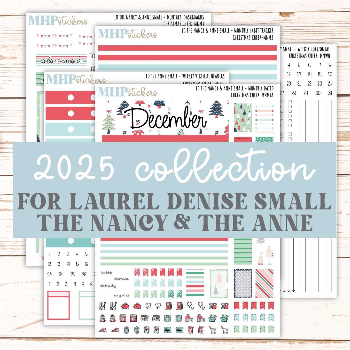 DECEMBER 2025 Stickers for Small Nancy & Anne Laurel Denise Planners. (Formerly Mini Planner) "Christmas Cheer" || MN
