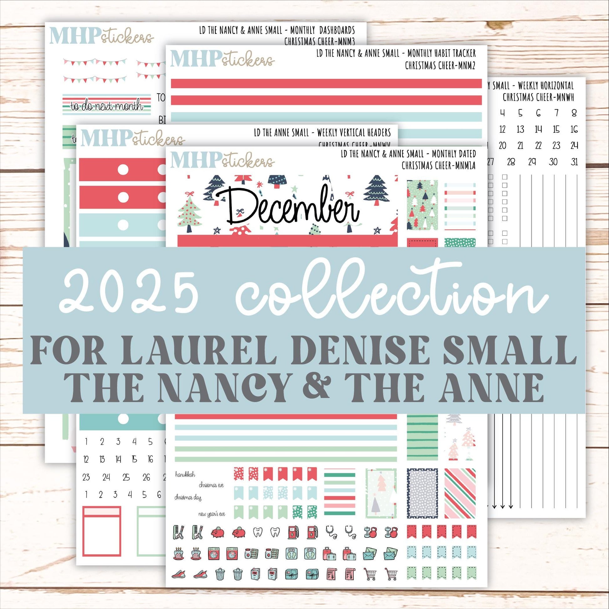 DECEMBER 2025 Stickers for Small Nancy & Anne Laurel Denise Planners. (Formerly Mini Planner) "Christmas Cheer" || MN