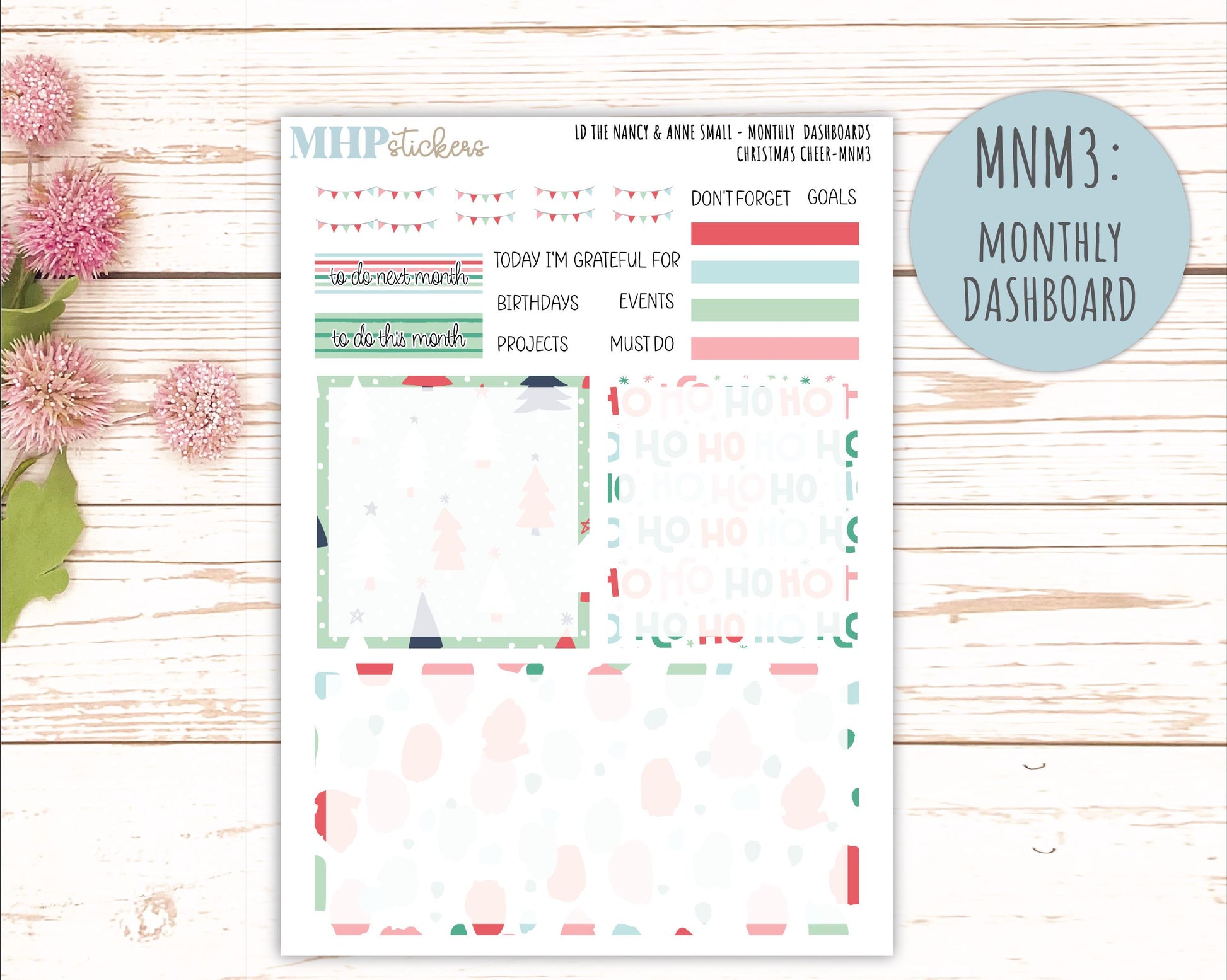 DECEMBER 2025 Stickers for Small Nancy & Anne Laurel Denise Planners. (Formerly Mini Planner) "Christmas Cheer" || MN