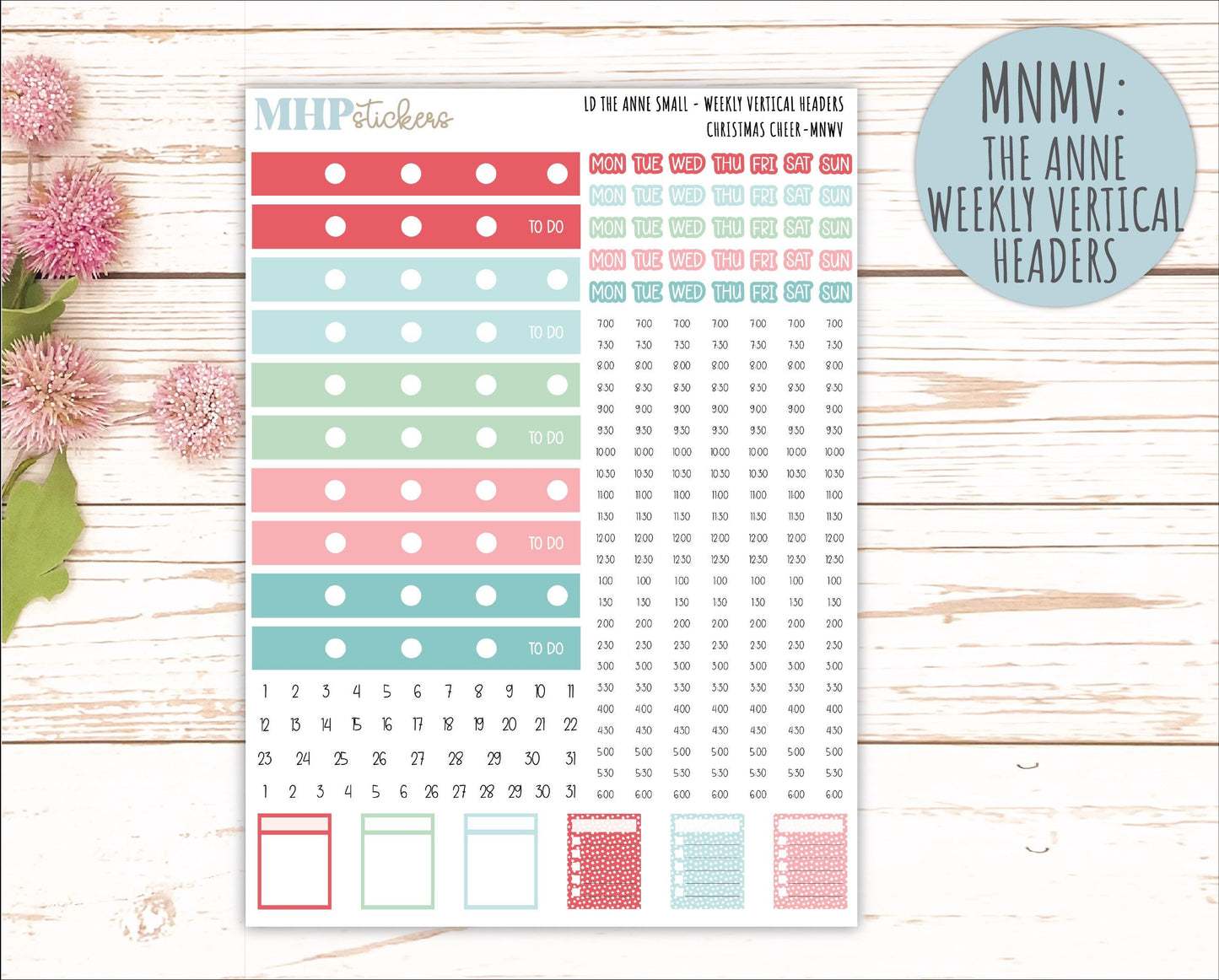 DECEMBER 2025 Stickers for Small Nancy & Anne Laurel Denise Planners. (Formerly Mini Planner) "Christmas Cheer" || MN