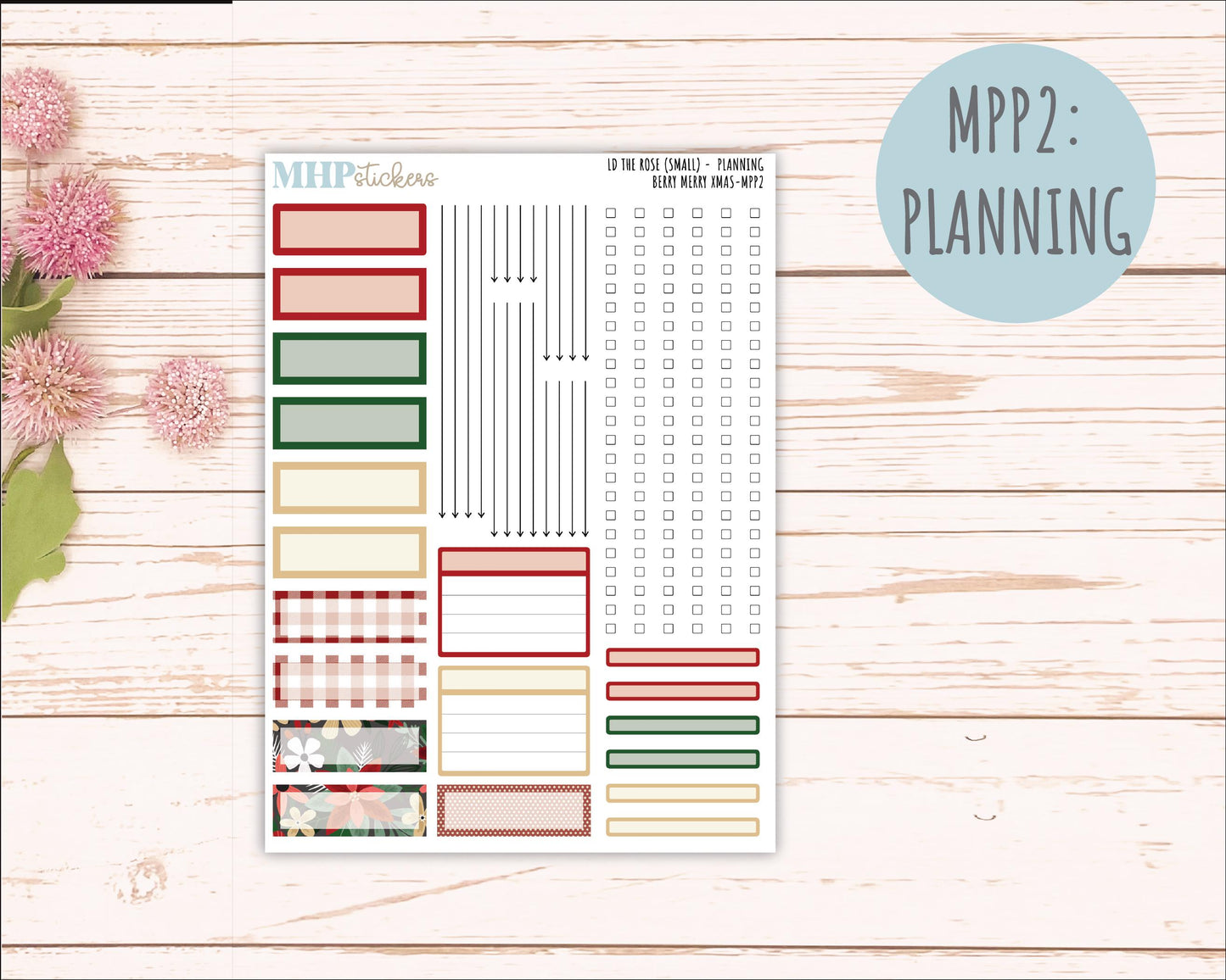 DECEMBER 2025 Stickers for The Rose Small Laurel Denise Planner (Formerly Mini Project Planner) "Berry Merry Xmas" || MPP